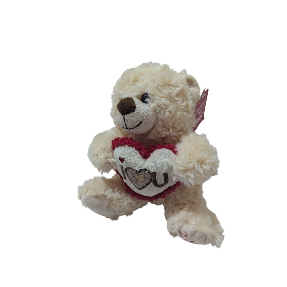 American Greetings Valentines Day Bear 2024 I Heart U Plush Cream 7 Inch NWT
